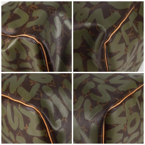 LOUIS VUITTON Monogram Graffiti Keepall 50 Boston Bag Khaki M92196 Auth 115621AM - Picture 14 of 16